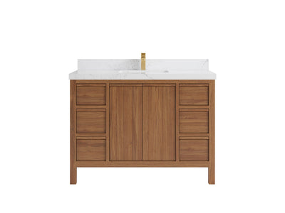 Elizabeth Teak 48 in. W x 22 in. D Single Sink Bathroom Vanity in Dark Natural with 2 in Empira Quartz Countertop
