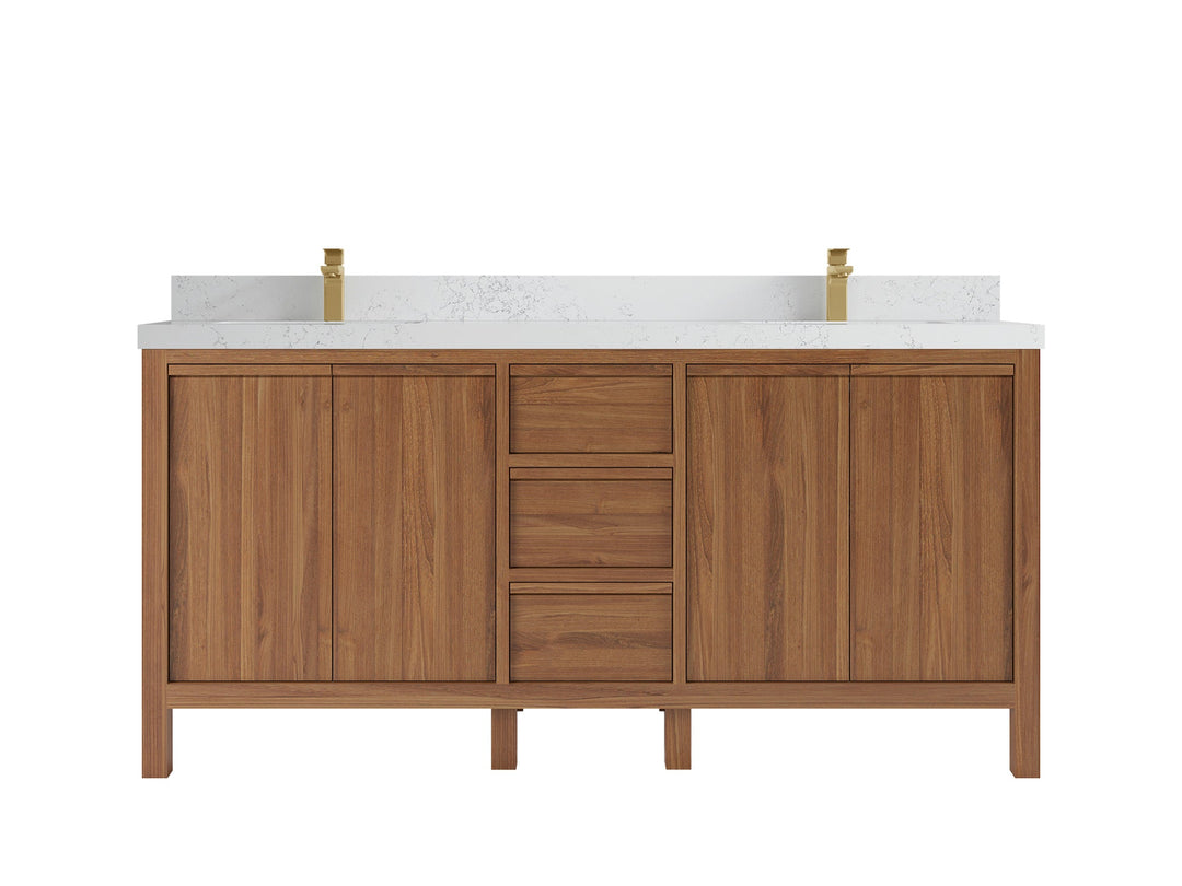 Elizabeth Teak 72 in. W x 22 in. D Double Sink Bathroom Vanity in Dark Natural with 2 in Empira Quartz Countertop