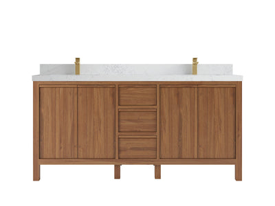 Elizabeth Teak 72 in. W x 22 in. D Double Sink Bathroom Vanity in Dark Natural with 2 in Empira Quartz Countertop