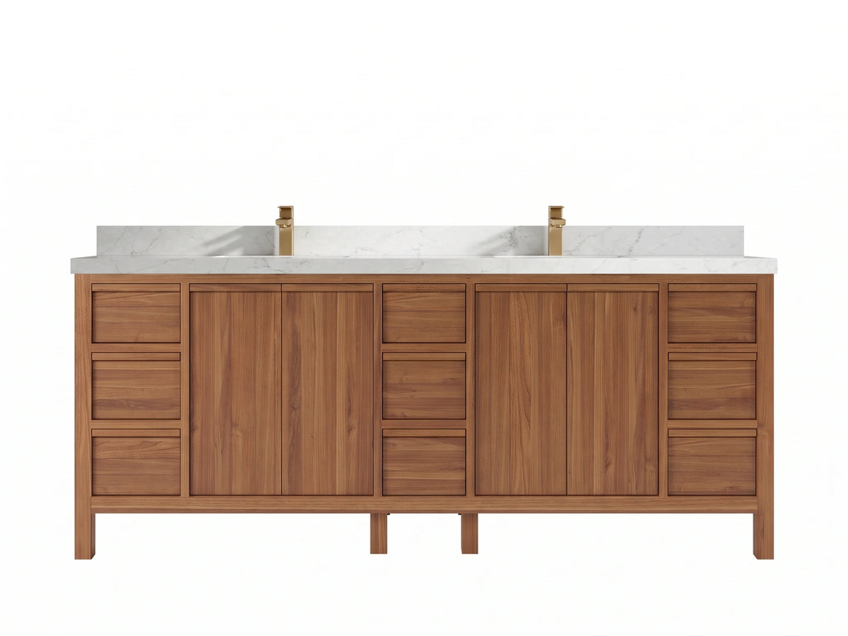 Elizabeth Teak Wood 84 in. W x 22 in. D Double Sink Bathroom Vanity