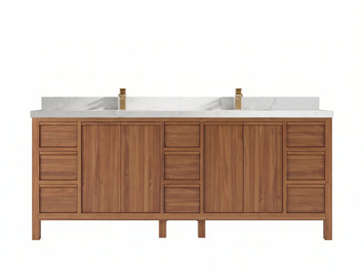 Elizabeth Teak Wood 84 in. W x 22 in. D Double Sink Bathroom Vanity