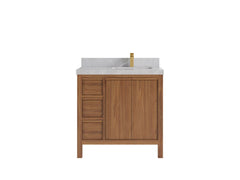 Elizabeth Teak Wood 36 in. W x 22 in. D Right Offset Sink Bathroom Vanity - photo 19
