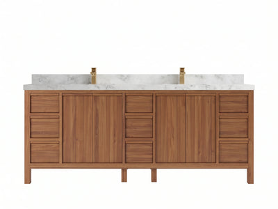 Elizabeth Teak Wood 84 in. W x 22 in. D Double Sink Bathroom Vanity