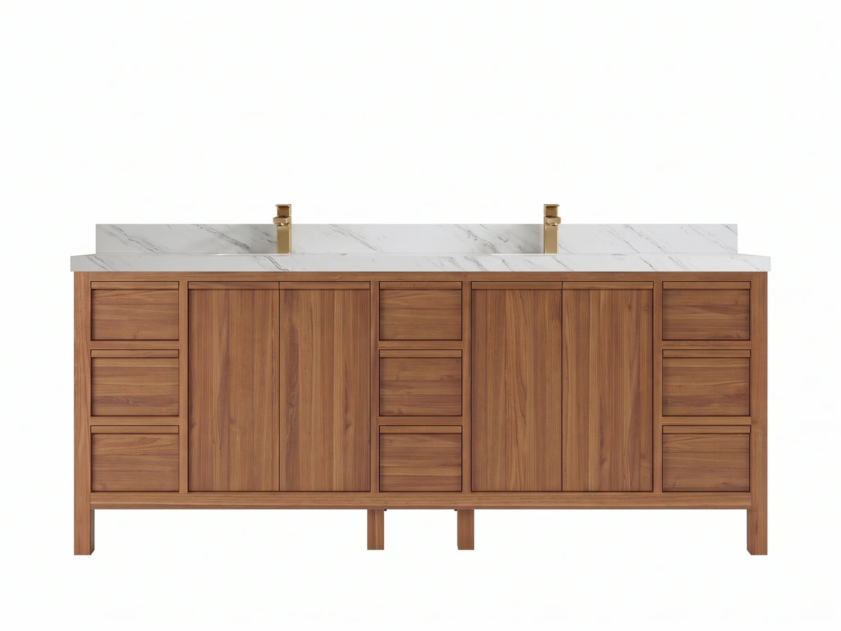 Elizabeth Teak Wood 84 in. W x 22 in. D Double Sink Bathroom Vanity