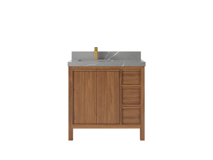 Elizabeth Teak Wood 36 in. W x 22 in. D Left Offset Sink Bathroom Vanity - photo 20