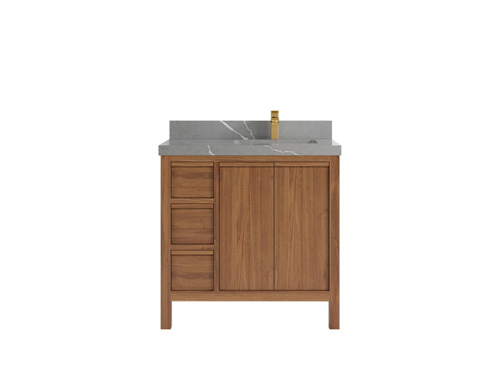 Elizabeth Teak Wood 36 in. W x 22 in. D Right Offset Sink Bathroom Vanity - photo 20