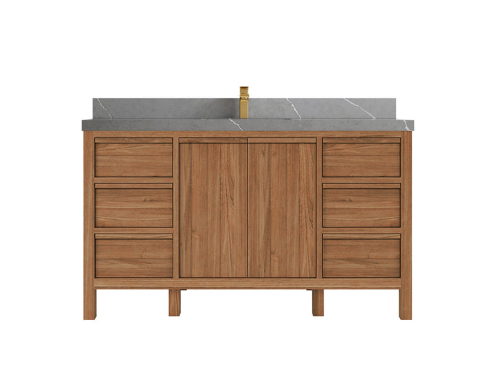 Elizabeth Teak Wood 60 in. W x 22 in. D Single Sink Bathroom Vanity - photo 20