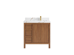 Elizabeth Teak Wood 36 in. W x 22 in. D Right Offset Sink Bathroom Vanity - photo 21