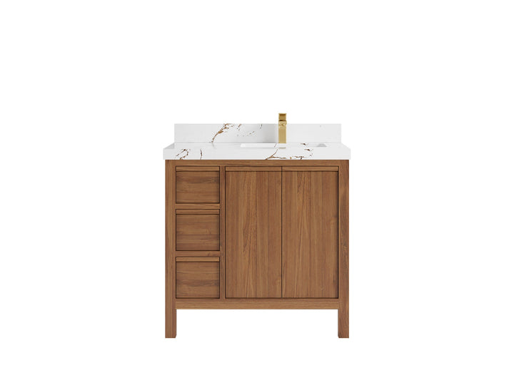 Elizabeth Teak Wood 36 in. W x 22 in. D Right Offset Sink Bathroom Vanity - photo 21