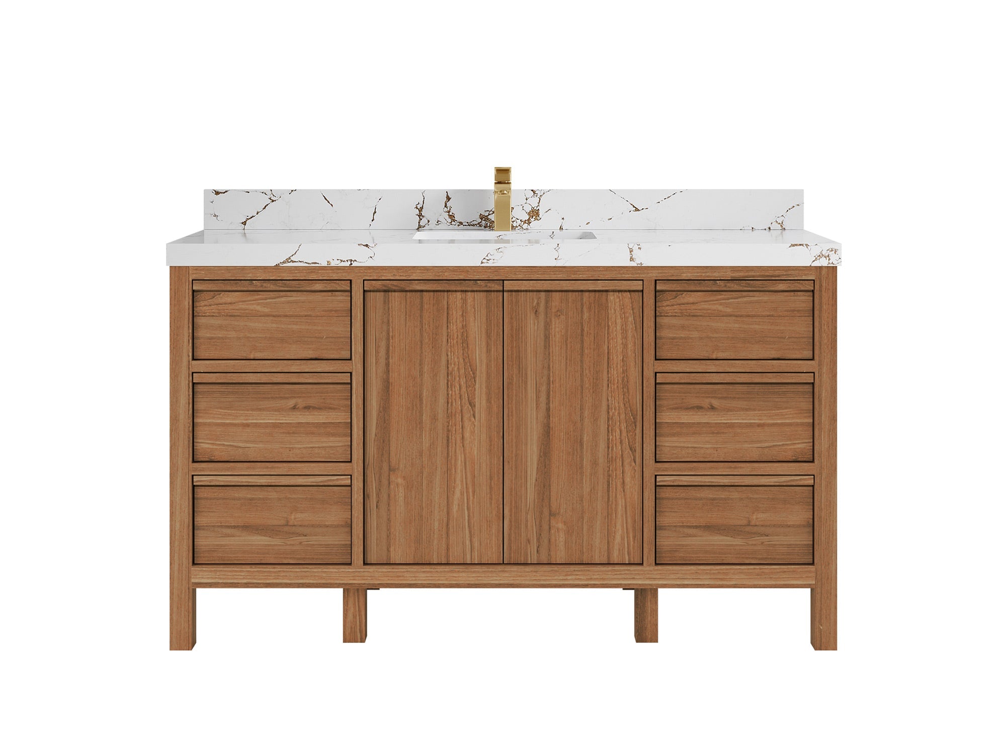 Elizabeth Teak 60 in. W x 22 in. D Single Sink Bathroom Vanity in Dark Natural with 2 in Viola Brown Quartz Countertop