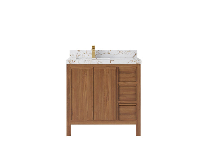 Elizabeth Teak Wood 36 in. W x 22 in. D Left Offset Sink Bathroom Vanity - photo 22