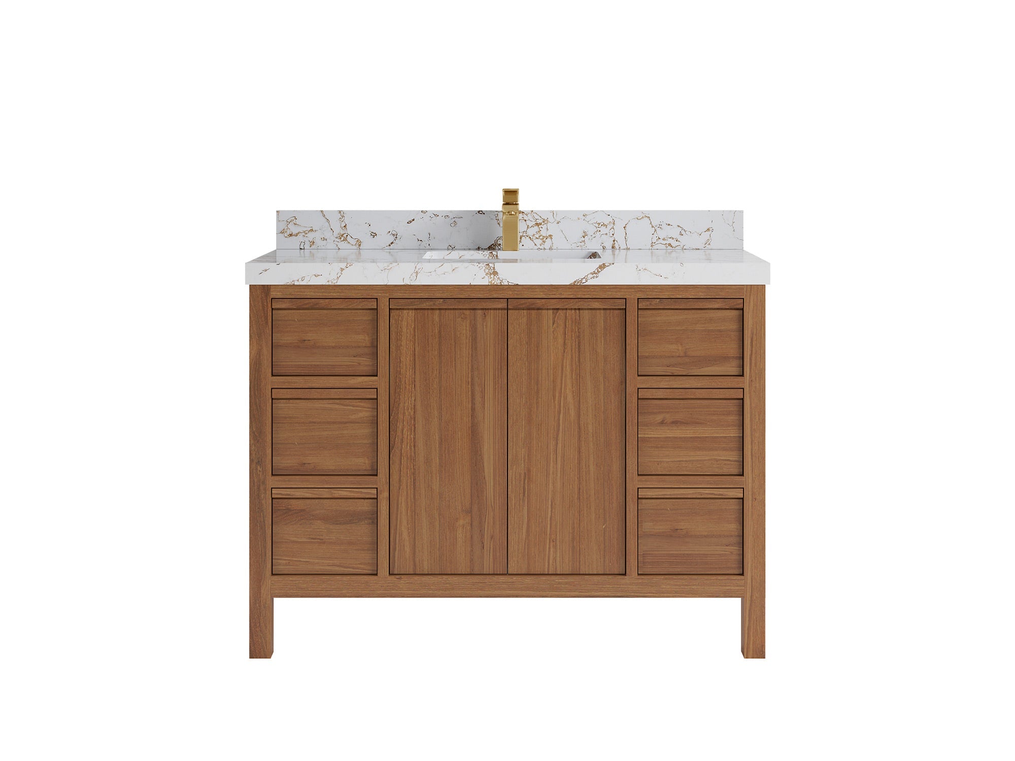 Elizabeth Teak 48 in. W x 22 in. D Single Sink Bathroom Vanity in Dark Natural with 2 in Viola Night Quartz Countertop