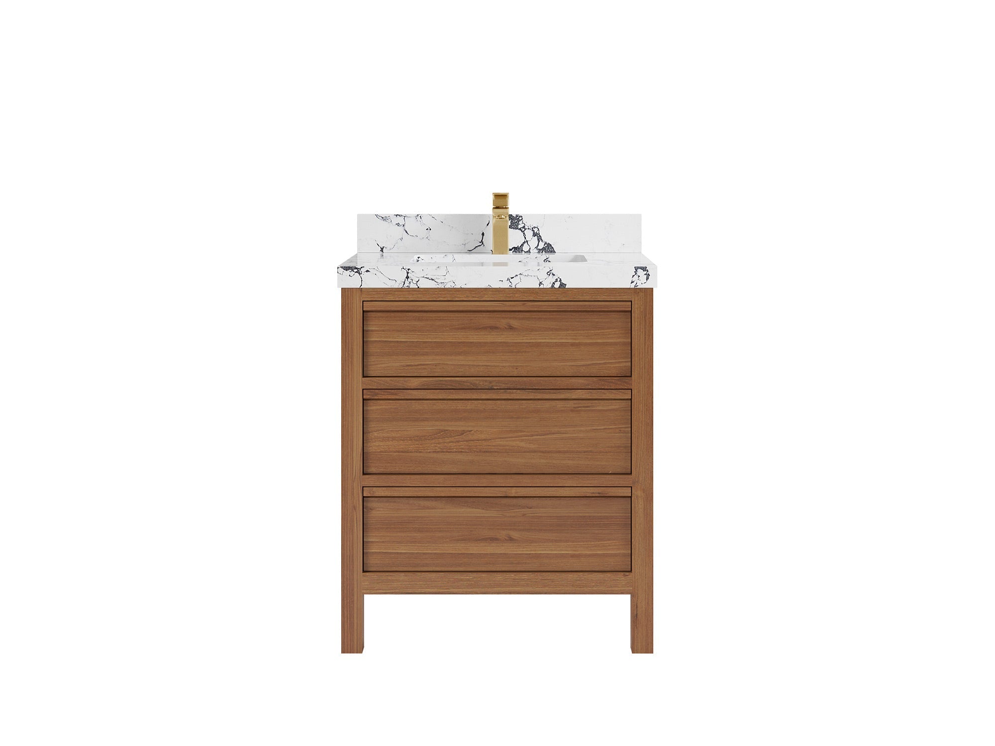 Elizabeth Teak 30 in. W x 22 in. D Single Sink Bathroom Vanity in Dark Natural with 2 in Viola Night Quartz Countertop