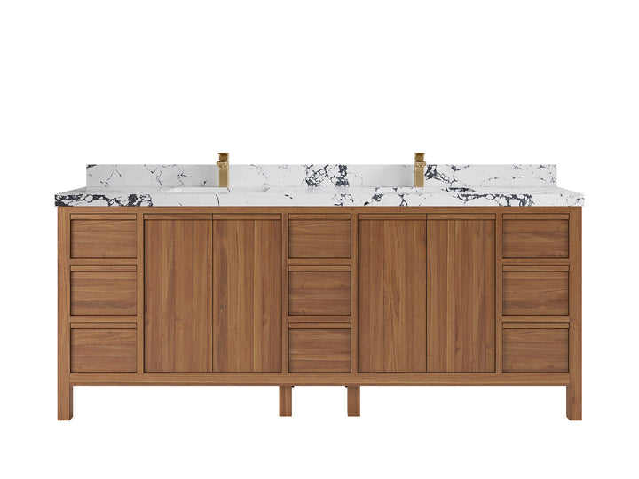 Elizabeth Teak Wood 84 in. W x 22 in. D Double Sink Bathroom Vanity - photo 23