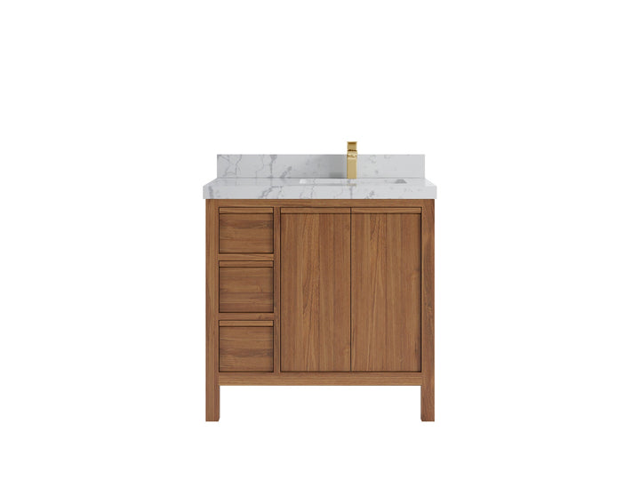 Elizabeth Teak Wood 36 in. W x 22 in. D Right Offset Sink Bathroom Vanity - photo 24