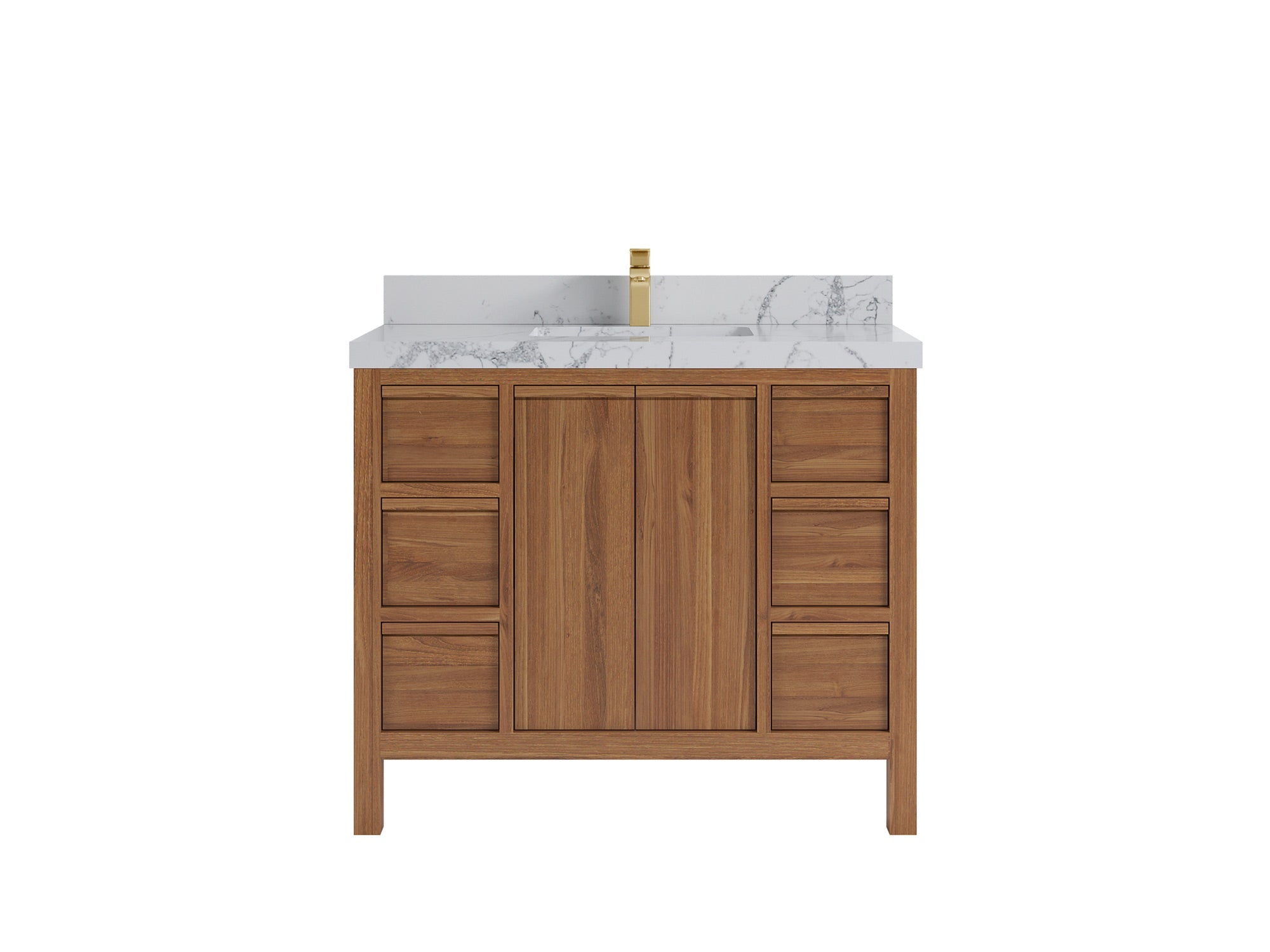 Elizabeth Teak 42 in. W x 22 in. D Single Sink Bathroom Vanity in Dark Natural with 2 in Venatino Quartz Countertop