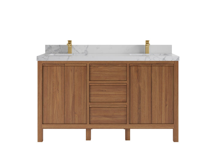 Elizabeth Teak Wood 60 in. W x 22 in. D Double Sink Bathroom Vanity - photo 24