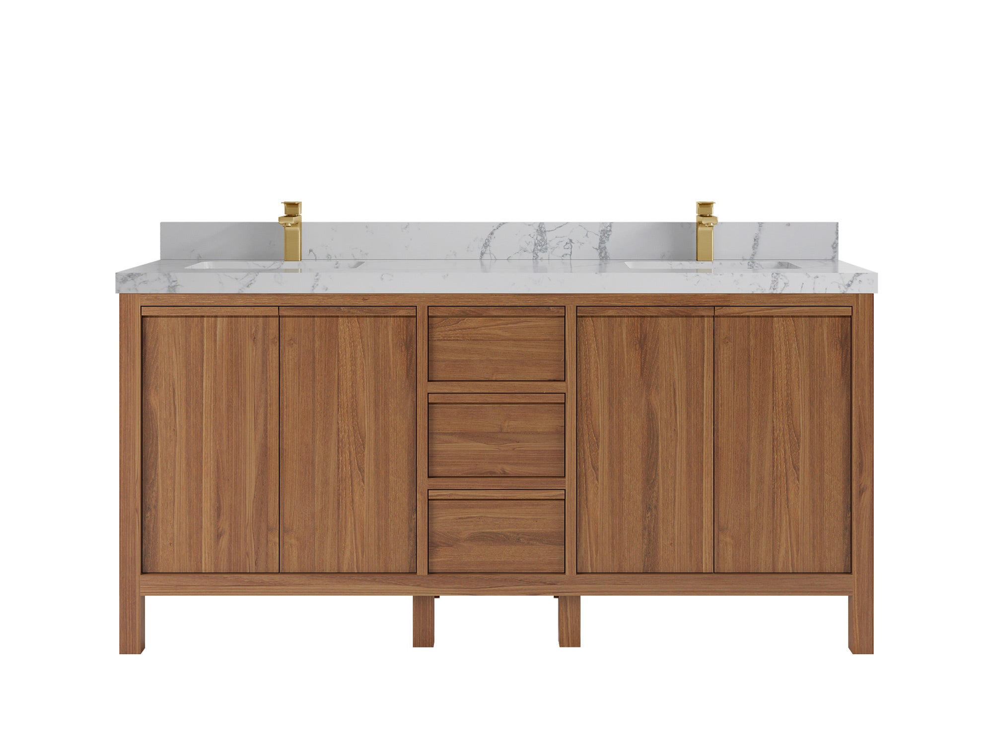 Elizabeth Teak 72 in. W x 22 in. D Double Sink Bathroom Vanity in Dark Natural with 2 in Venatino Quartz Countertop