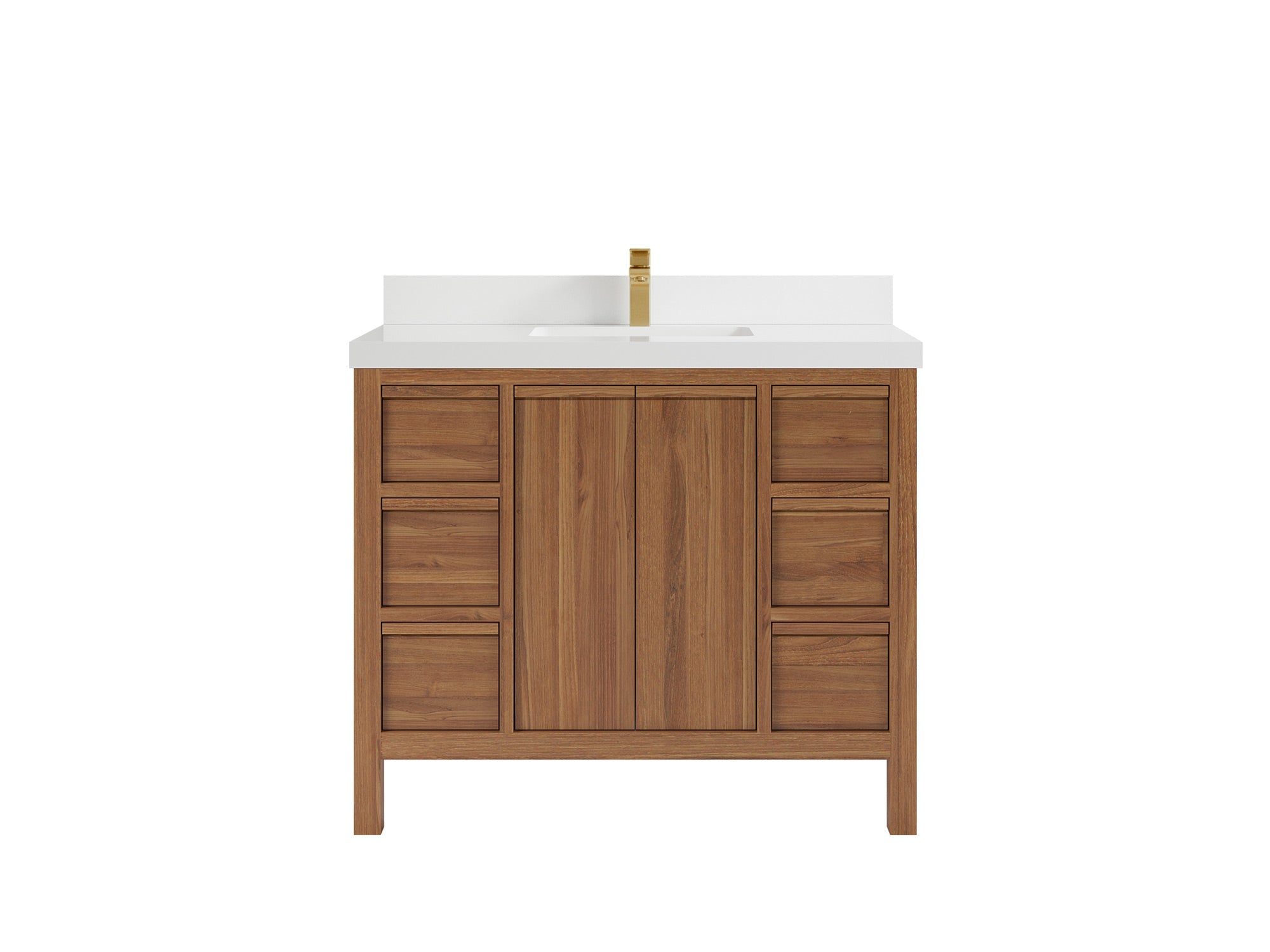 Elizabeth Teak 42 in. W x 22 in. D Single Sink Bathroom Vanity in Dark Natural with 2 in White Quartz Countertop