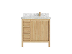 Elizabeth Teak Wood 36 in. W x 22 in. D Right Offset Sink Bathroom Vanity - photo 13