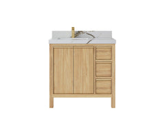 Elizabeth Teak Wood 36 in. W x 22 in. D Left Offset Sink Bathroom Vanity - photo 7