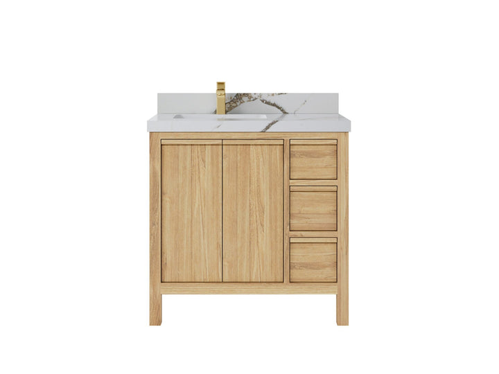 Elizabeth Teak Wood 36 in. W x 22 in. D Left Offset Sink Bathroom Vanity - photo 7