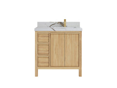 Elizabeth Teak Wood 36 in. W x 22 in. D Right Offset Sink Bathroom Vanity - photo 8