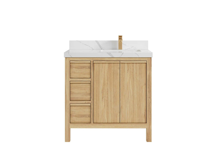 Elizabeth Teak Wood 36 in. W x 22 in. D Right Offset Sink Bathroom Vanity - photo 9