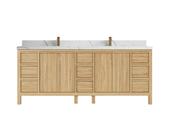 Elizabeth Teak Wood 84 in. W x 22 in. D Double Sink Bathroom Vanity - photo 1