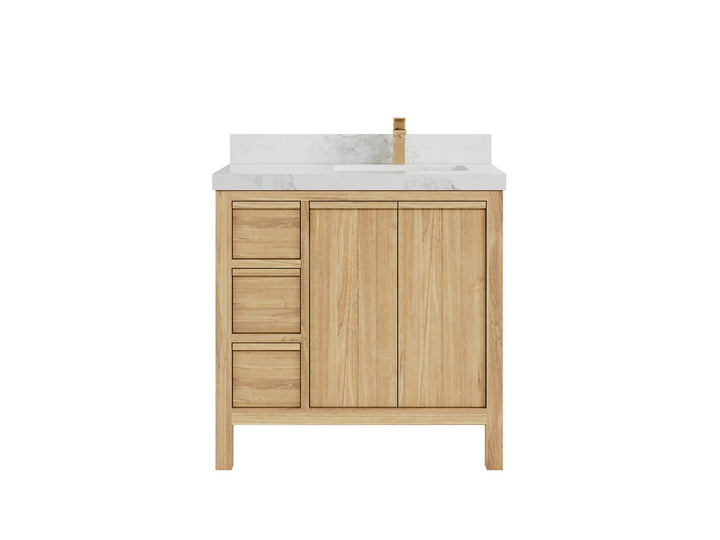 Elizabeth Teak Wood 36 in. W x 22 in. D Right Offset Sink Bathroom Vanity - photo 10