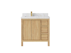 Elizabeth Teak Wood 36 in. W x 22 in. D Left Offset Sink Bathroom Vanity - photo 11