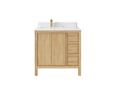 Elizabeth Teak Wood 36 in. W x 22 in. D Left Offset Sink Bathroom Vanity - photo 15