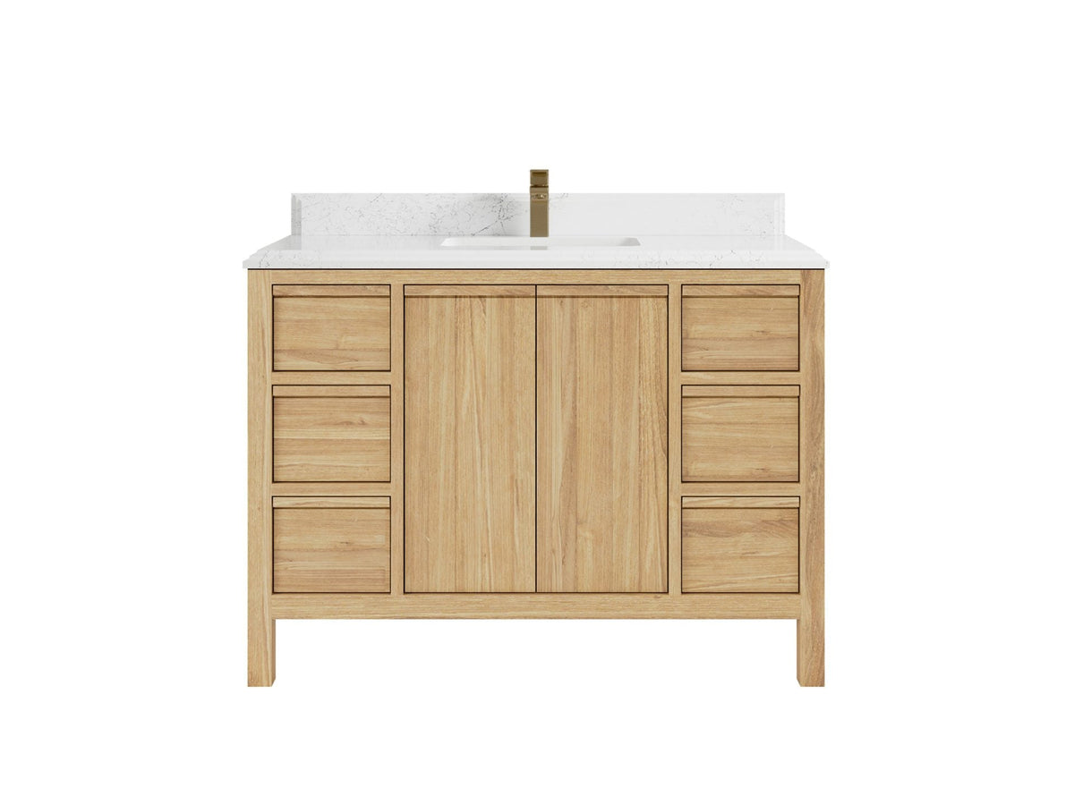 Elizabeth Teak 48 in. W x 22 in. D Single Sink Bathroom Vanity in Light Natural with 1.5 in Double Cove Edge Empira Quartz Countertop