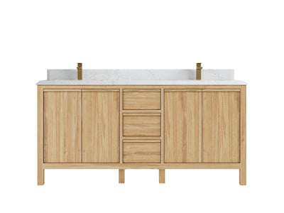 Elizabeth Teak 72 in. W x 22 in. D Double Sink Bathroom Vanity in Light Natural with 1.5 in Double Cove Edge Empira Quartz Countertop