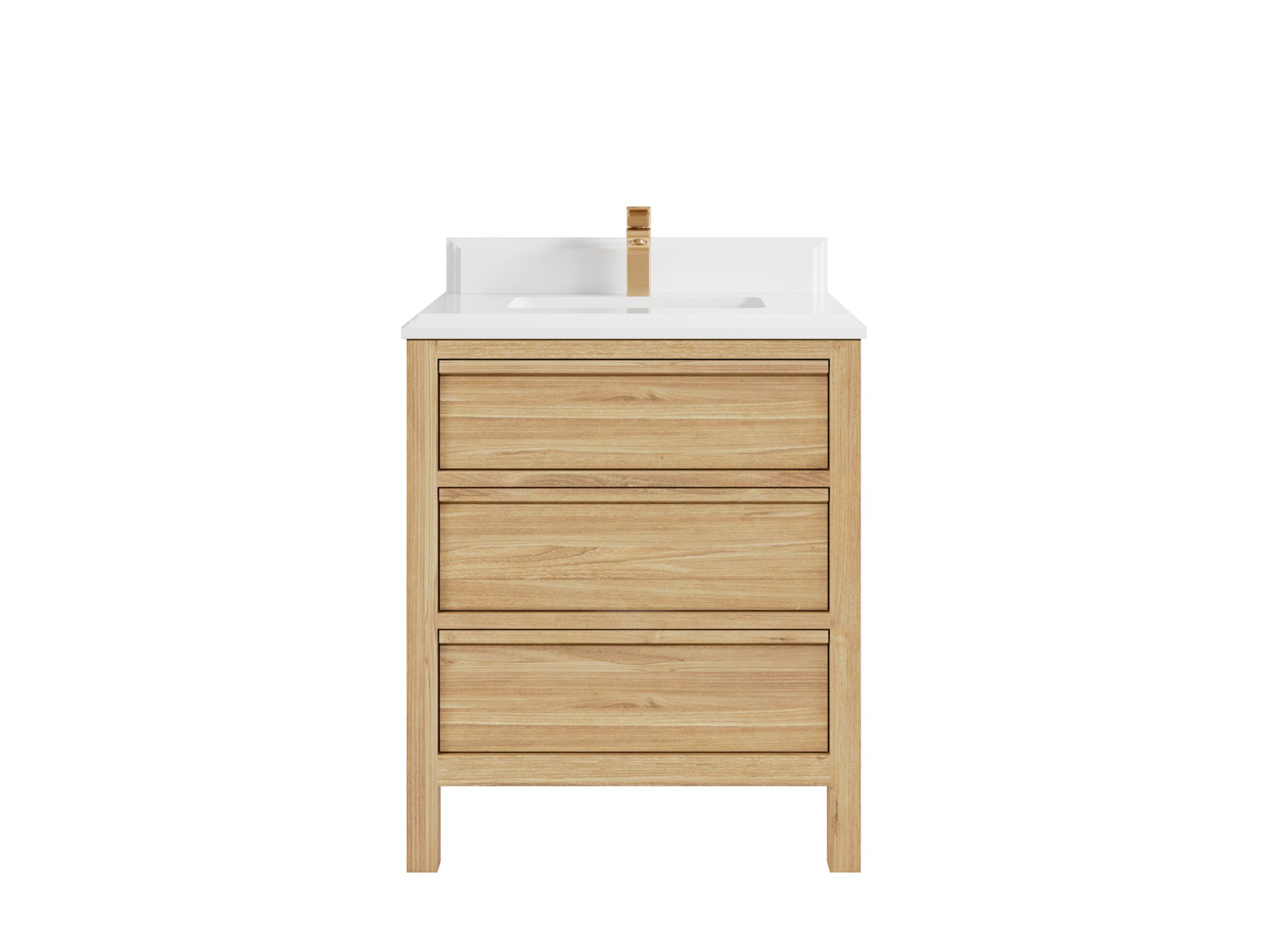 Elizabeth Teak 30 in. W x 22 in. D Single Sink Bathroom Vanity in Light Natural with 1.5 in Double Cove Edge White Quartz Countertop