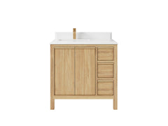 Elizabeth Teak Wood 36 in. W x 22 in. D Left Offset Sink Bathroom Vanity - photo 16