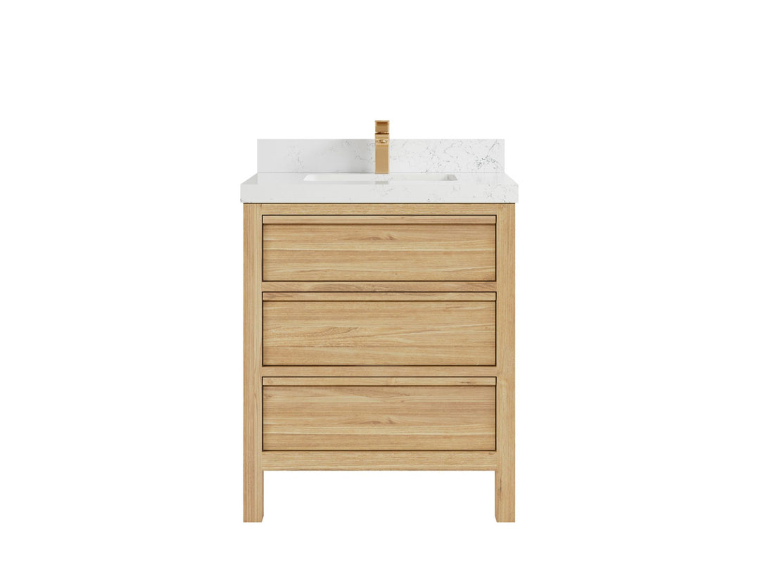 Elizabeth Teak 30 in. W x 22 in. D Single Sink Bathroom Vanity in Light Natural with 2 in Empira Quartz Countertop