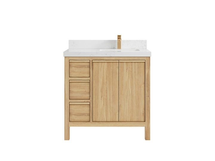 Elizabeth Teak Wood 36 in. W x 22 in. D Right Offset Sink Bathroom Vanity - photo 18