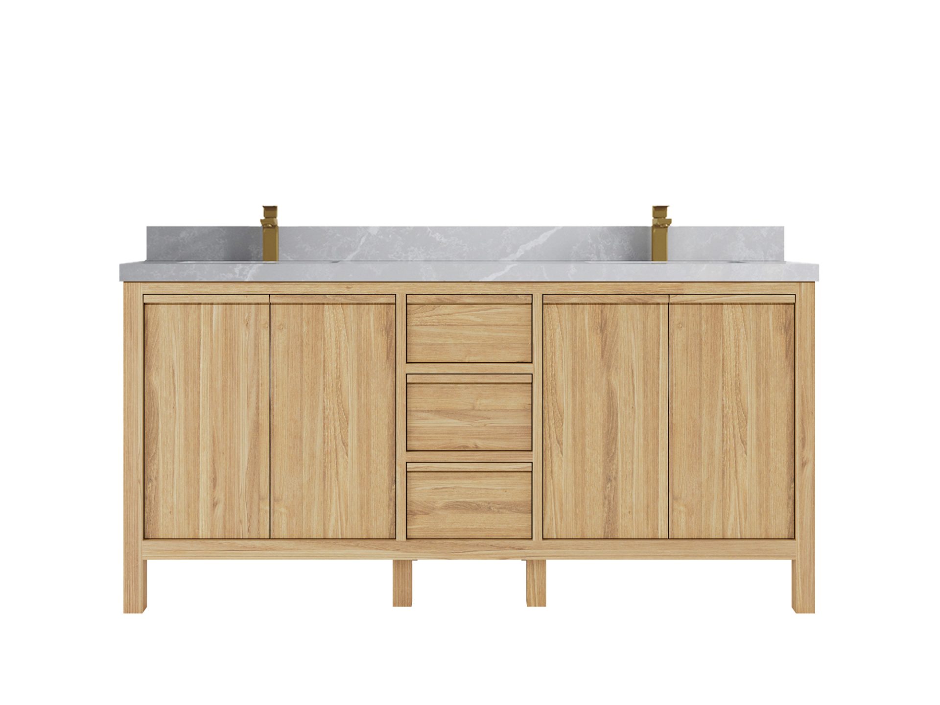 Elizabeth Teak 72 in. W x 22 in. D Double Sink Bathroom Vanity in Light Natural with 2 in Pearl Light Gray Quartz Countertop