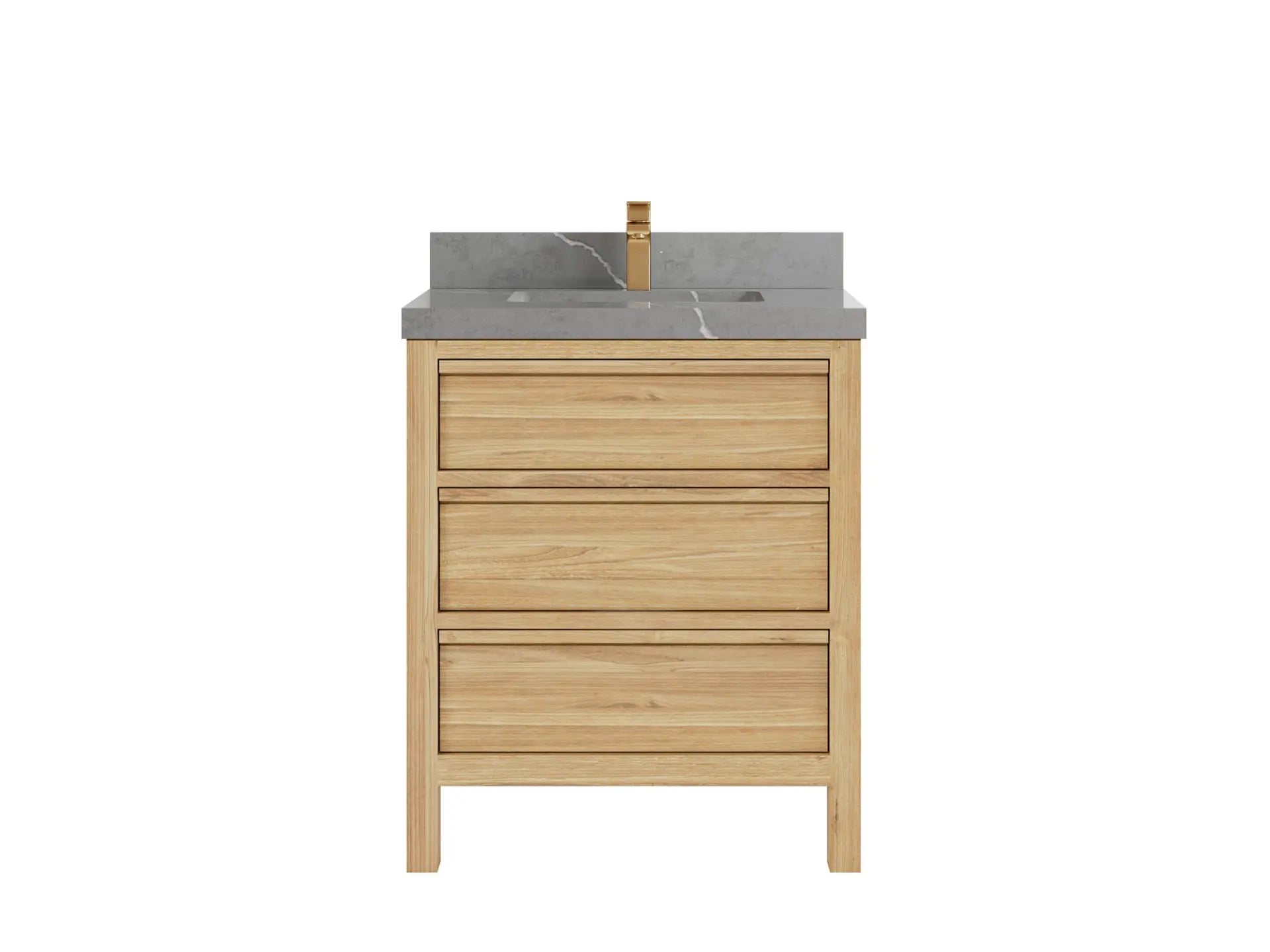 Elizabeth Teak 30 in. W x 22 in. D Single Sink Bathroom Vanity in Light Natural with 2 in Piatra Gray Quartz Countertop