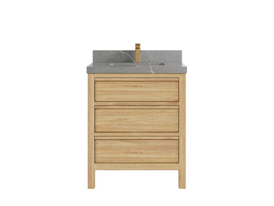 Elizabeth Teak 30 in. W x 22 in. D Single Sink Bathroom Vanity in Light Natural with 2 in Piatra Gray Quartz Countertop