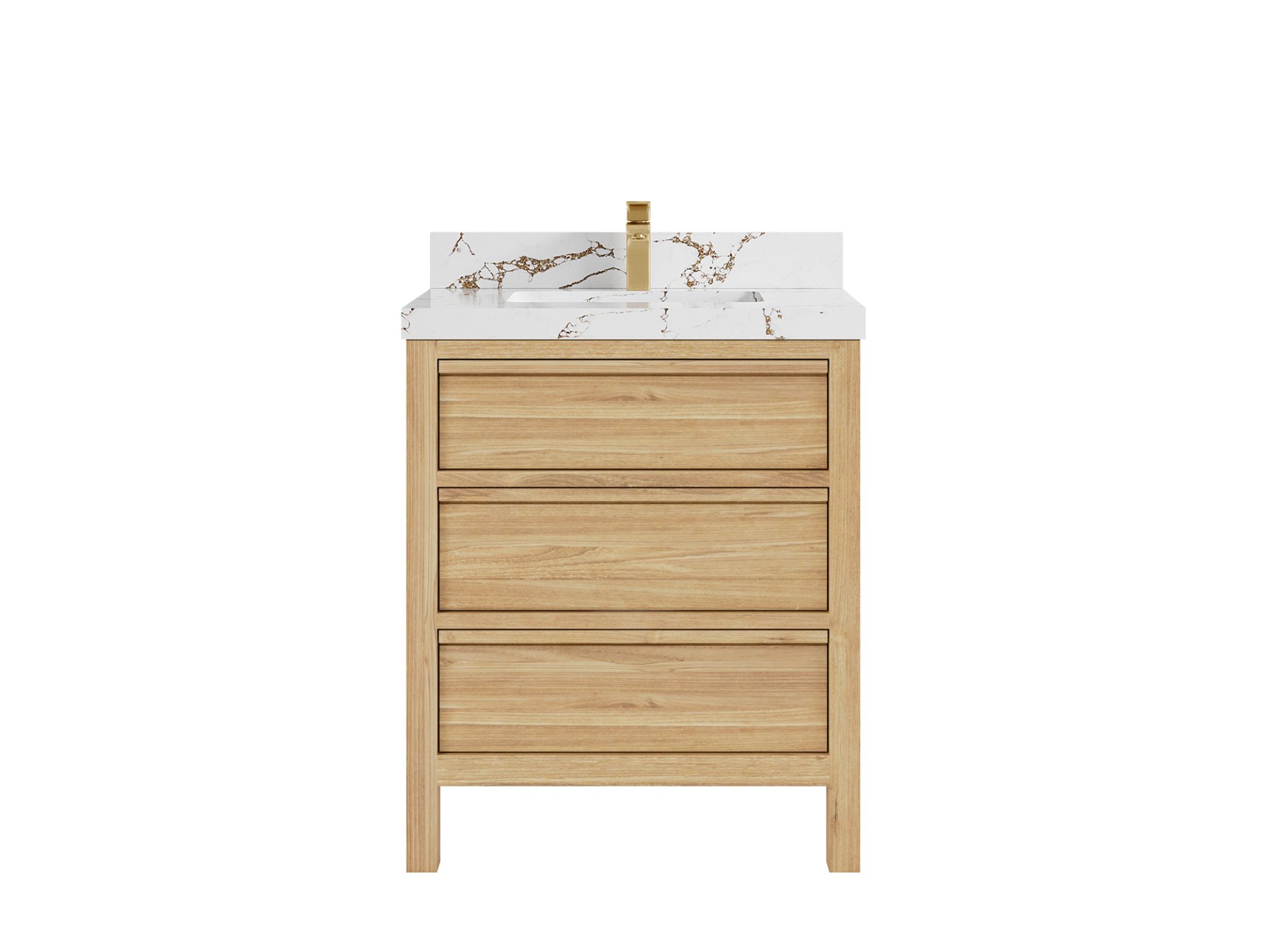 Elizabeth Teak 30 in. W x 22 in. D Single Sink Bathroom Vanity in Light Natural with 2 in Viola Brown Quartz Countertop