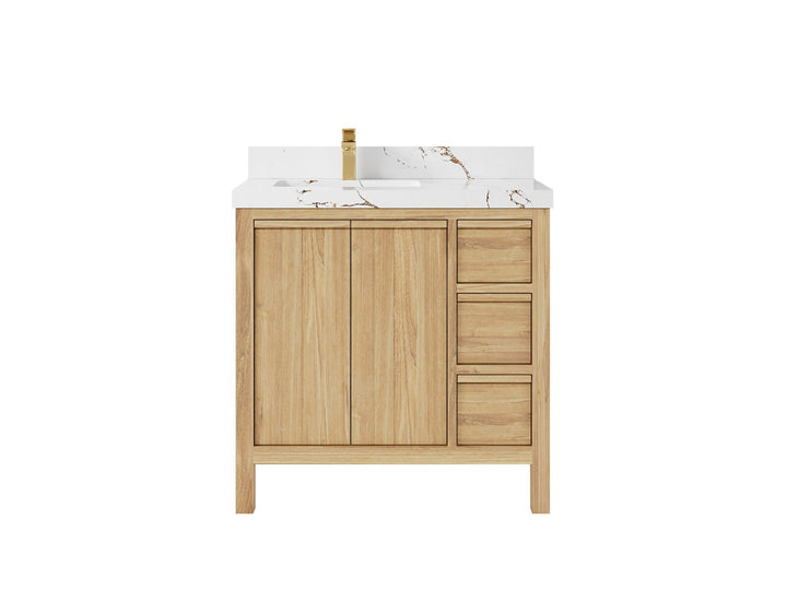 Elizabeth Teak Wood 36 in. W x 22 in. D Left Offset Sink Bathroom Vanity - photo 20