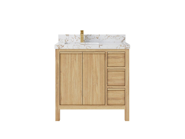 Elizabeth Teak Wood 36 in. W x 22 in. D Left Offset Sink Bathroom Vanity - photo 21