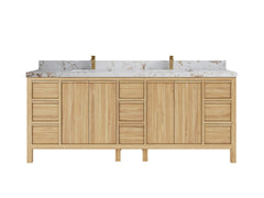 Elizabeth Teak Wood 84 in. W x 22 in. D Double Sink Bathroom Vanity - photo 22