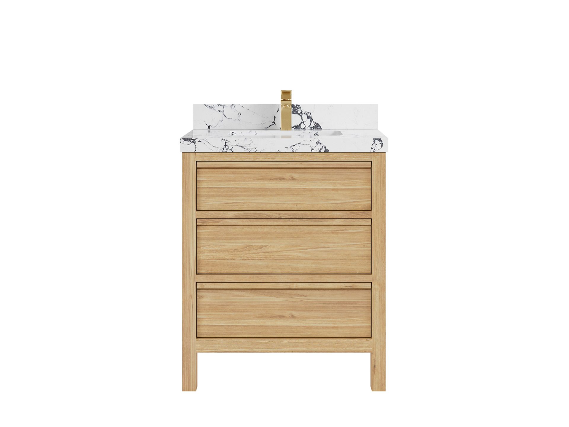 Elizabeth Teak 30 in. W x 22 in. D Single Sink Bathroom Vanity in Light Natural with 2 in Viola Night Quartz Countertop