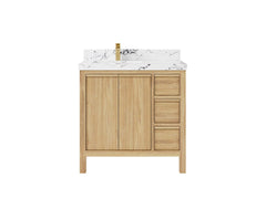 Elizabeth Teak Wood 36 in. W x 22 in. D Left Offset Sink Bathroom Vanity - photo 22