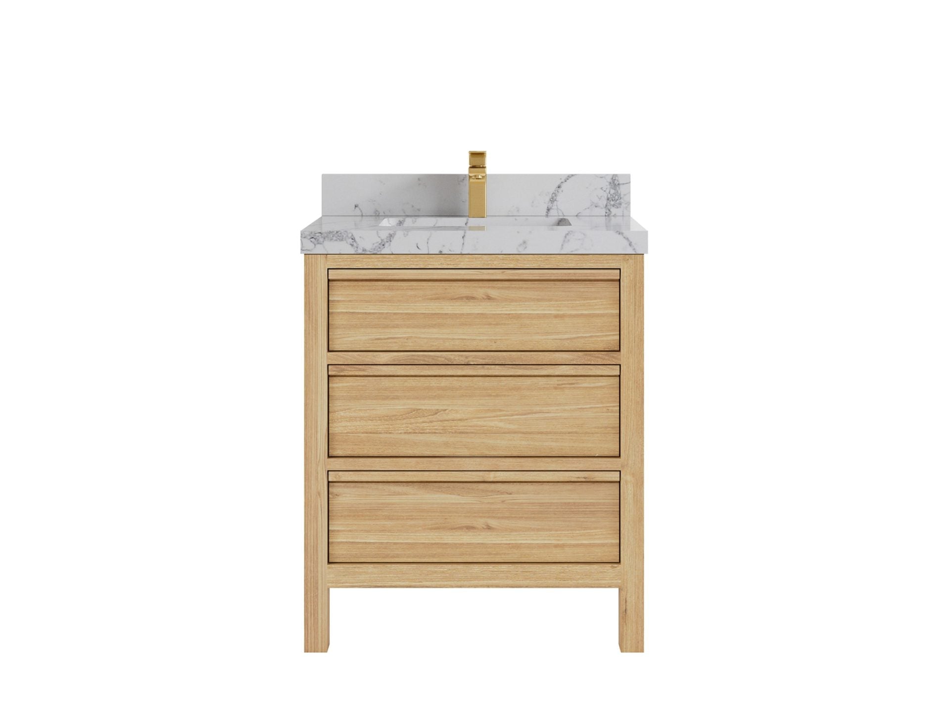 Elizabeth Teak 30 in. W x 22 in. D Single Sink Bathroom Vanity in Light Natural with 2 in Venatino Quartz Countertop