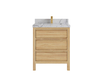 Elizabeth Teak 30 in. W x 22 in. D Single Sink Bathroom Vanity in Light Natural with 2 in Venatino Quartz Countertop