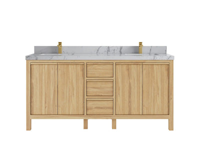 Elizabeth Teak 72 in. W x 22 in. D Double Sink Bathroom Vanity in Light Natural with 2 in Venatino Quartz Countertop